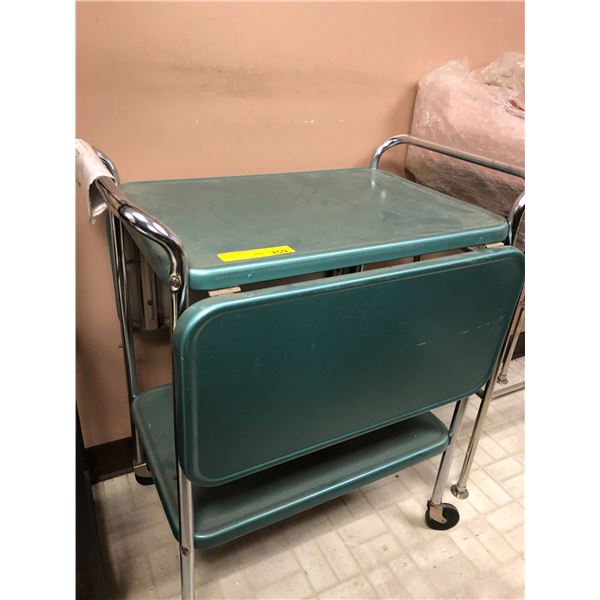 Vintage Green Metal Card Table with fold down sides