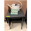 Image 1 : Metal Desk with 6 Drawer Pulls, and Vintage Watering Can.