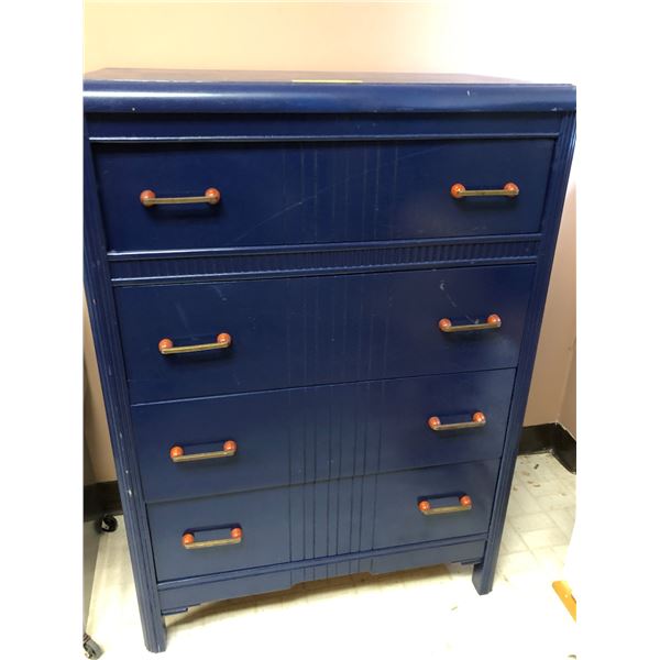 Dark Blue Dresser - Vintage with 4 drawers - 42in Tall