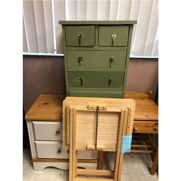 Group of 3 Wood Bedside Tables with 2 Wood TV Tables.