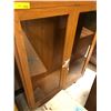 Image 1 : Wood Display Cabinet with Glass Doors - broken glass on one door.