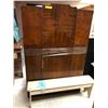 Image 1 : Antique Wood Wardrobe and vintage wood painted bench.