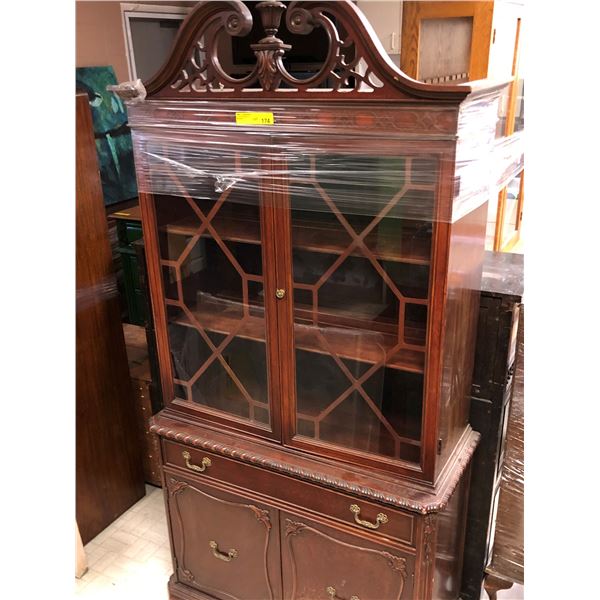 Wood China Cabinet - cherry stain.