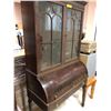 Image 1 : Antique Secretary - Glass Display and roll up desk to display cubby  holes.  Comes with keys.