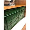 Image 1 : Large Green Painted Dresser w/ wood top.  Nine drawers.