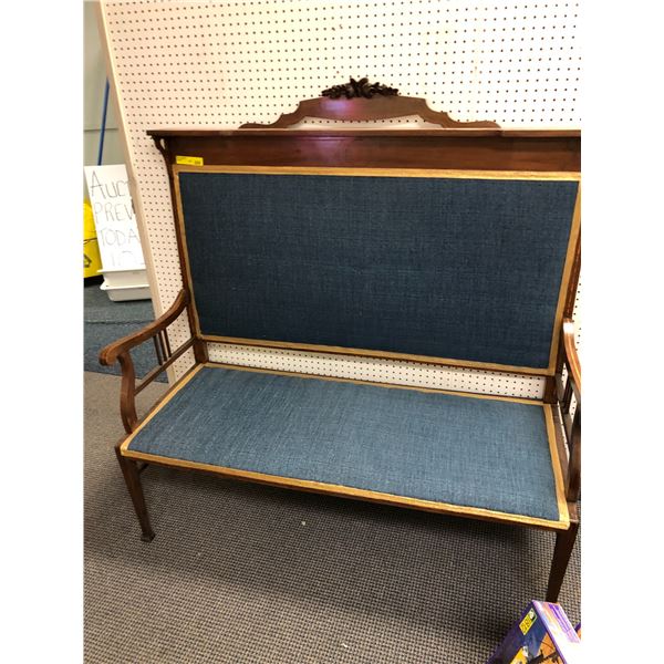 Large Ornate Upholstered Bench - approx 54 1/2in wide by 52in tall