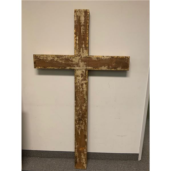 6ft Tall Wood Cross - distress paint with brown and gold