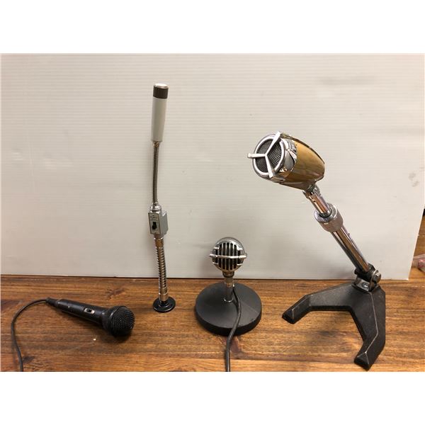 Collection of 4 vintage microphones - including Astatic Microphone