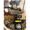 Image 1 : Group of old telephones, Clock Radios, Radios, Vintage Silex handibreeze fan and wooden duck - inclu