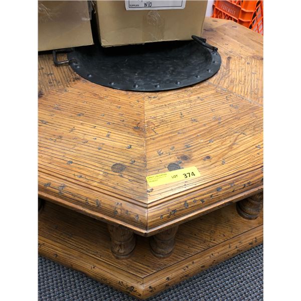 Large Hexigon Coffee Table with Metal Insert - approx. 47 in wide