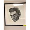 Image 1 : Framed Print of Johnny Cash in Black Frame - 34 1/2in x 34 1/2in