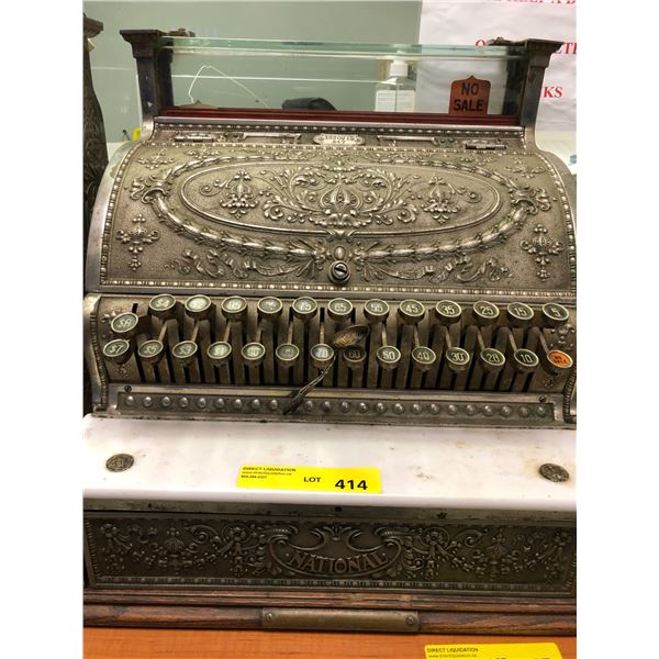 National Cash Register on wood Base with Key - Machine #133 0819 347