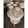 Image 1 : Group of 8 Large Glass Containers on Painted White Rattan Table