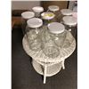 Image 1 : Group of 8 Large Glass Containers on Painted White Rattan Table