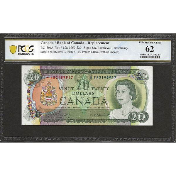 Bank of Canada BC-50aA 1969 $20 UNC62 PCGS