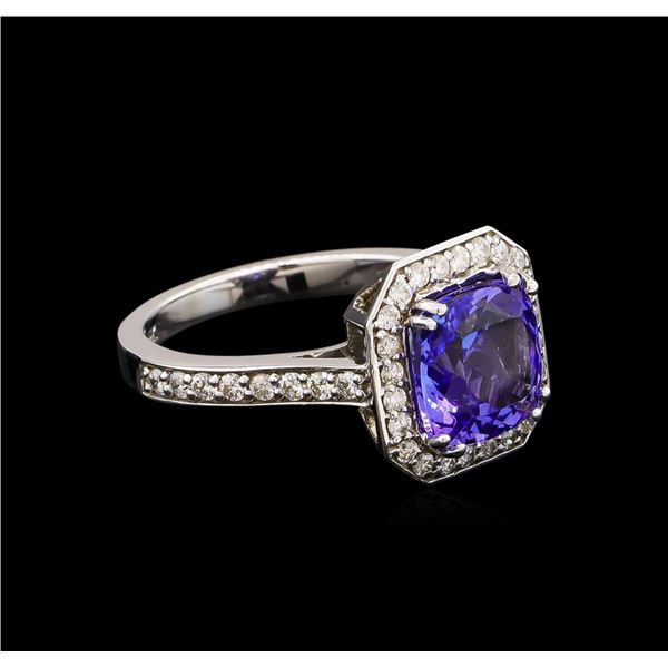 2.95 ctw Tanzanite and Diamond Ring - 14KT White Gold