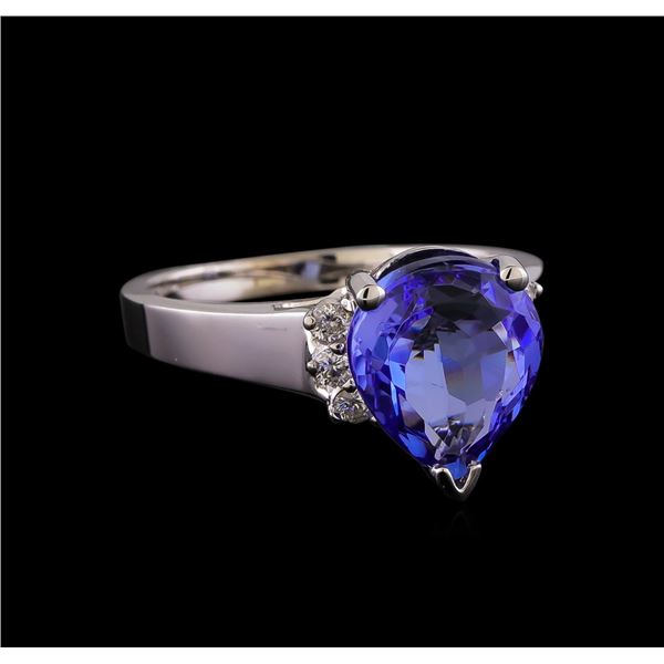 3.86 ctw Tanzanite and Diamond Ring - 14KT White Gold