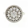 Image 4 : Vintage 14K White Gold Old Single Cut Diamond 0.55 ctw Round Platter Cluster Rin