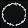 Image 2 : Unique 14K White Gold 3.00 ctw Baguette Cut Diamond Channel Barrel Link Bracelet