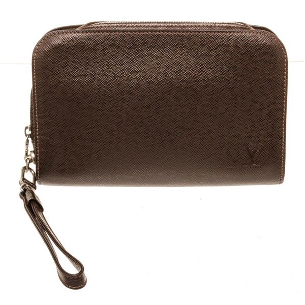 Louis Vuitton Black Leather Baikal Clutch Bag