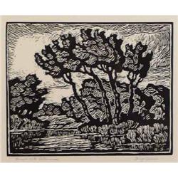 Birger Sandzen, linoleum cut