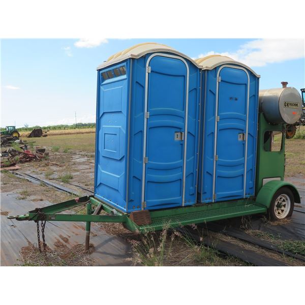 GK Machine 2 Portable Toilets w/ Sink & Tank on Towable Trailer