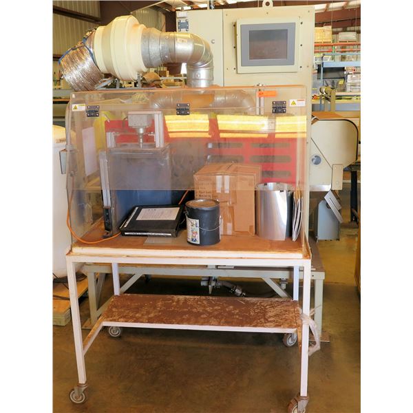 Wood & Plexiglass Paint Station w/ Hoses, Paint Guns, Measuring Cups, etc