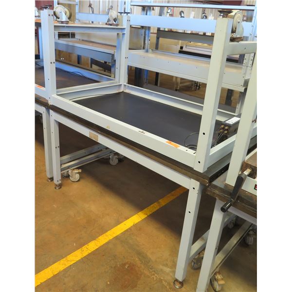 Qty 2 Dyna-Lift Bucher Hydraulics Adjustable Height Work Tables 4M-D1A-12-S25