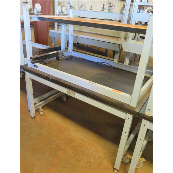 Qty 2 Dyna-Lift Bucher Hydraulics Adjustable Height Work Tables 4M-D1A-12-S26