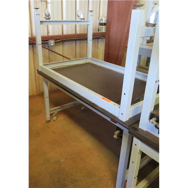 Qty 2 Dyna-Lift Bucher Hydraulics Adjustable Height Work Tables 4M-D1A-12-S27