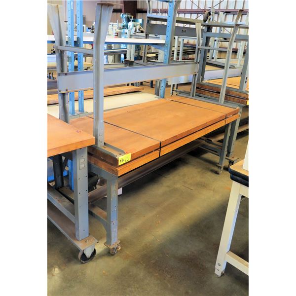 Qty 2 Rolling Metal & Wood Work Table