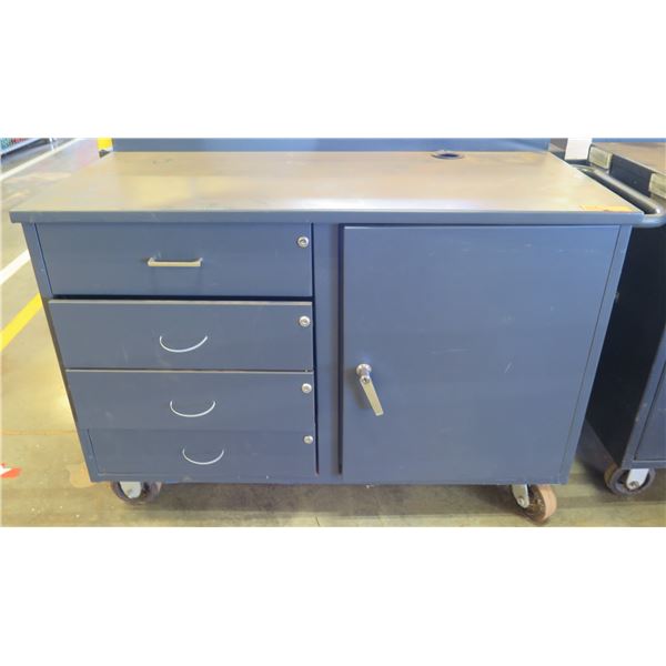 Rolling Metal Cabinet w/ 1 Door & 4 Drawers