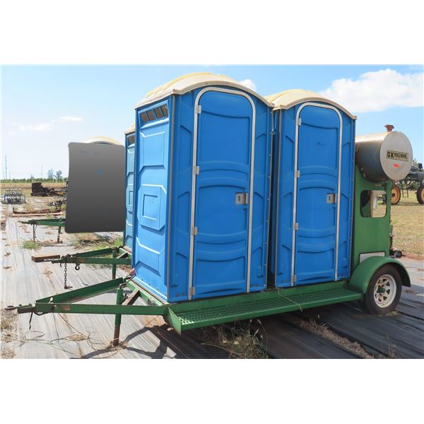 GK Machine 2 Portable Toilets w/ Sink & Tank on Towable Trailer