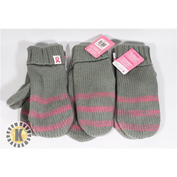 THREE NEW BREAST CANCER AWARENESS MITTENS