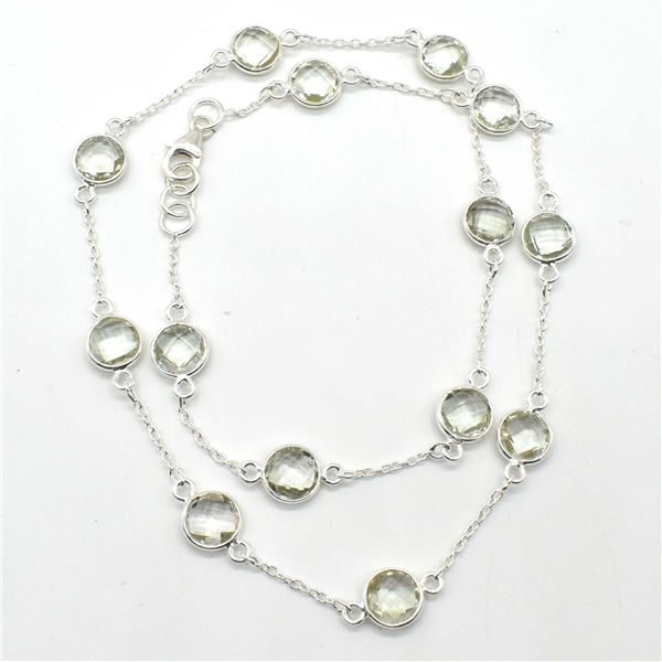 SILVER GREEN AMETHYST(11.7CT) NECKLACE