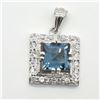 SILVER BLUE TOPAZ CZ(2.1CT) RHODIUM PLATED