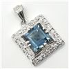 Image 2 : SILVER BLUE TOPAZ CZ(2.1CT) RHODIUM PLATED