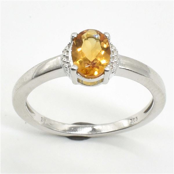 SILVER CITRINE(0.85CT) RHODIUM PLATED RING