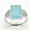 Image 1 : SILVER CHALCIDONY CZ(8.1CT) RHODIUM PLATED RING