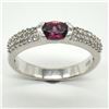 Image 1 : SILVER GARNET CZ(0.7CT) RHODIUM PLATED RING