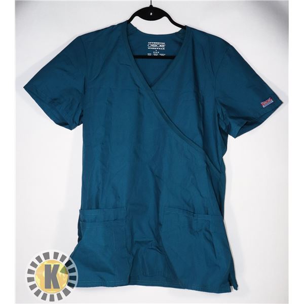 WOMENS DARK TEAL SCRUB TOP SIZE M