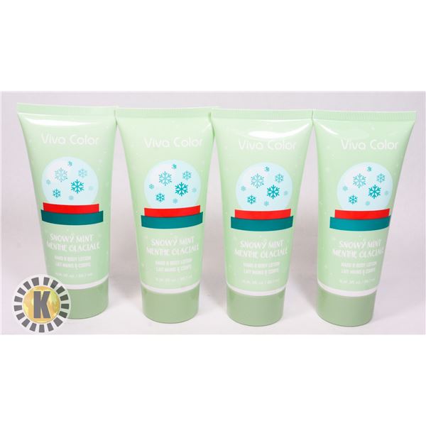 4 BOTTLES OF SNOWY MINT HAND AND BODY LOTION