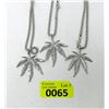 Image 1 : 3 New Metal Marijuana Pendants on 24" Chains