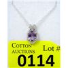 Image 1 : Sterling Silver Amethyst & Diamond Pendant