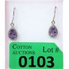 Image 1 : New 2.5 CT Amethyst & Diamond Dangle Earrings