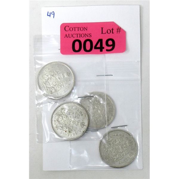 4 x 80% Silver Canadian Half Dollars