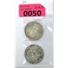 Image 1 : 2 x 80 % Silver 1958 Canadian Death Totem Dollars