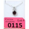 Image 1 : Garnet & Diamond Sterling Silver Pendant