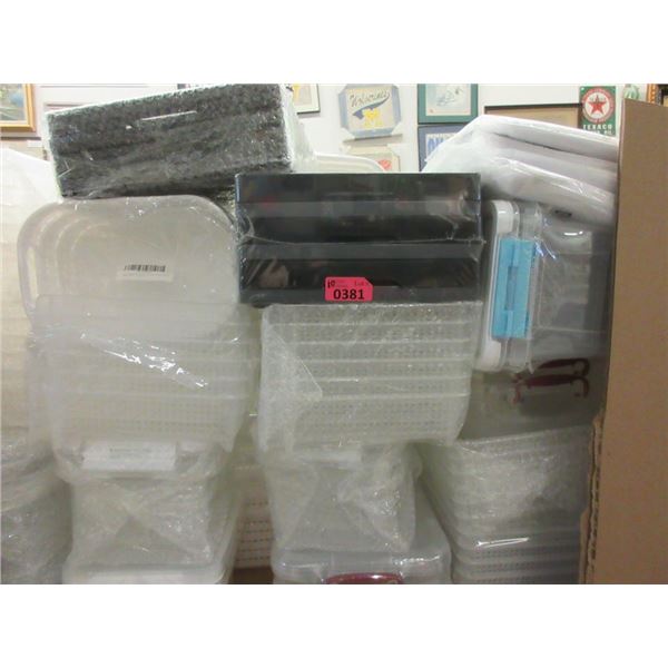 10 Packages of Plastic Bins, Baskets & Trays