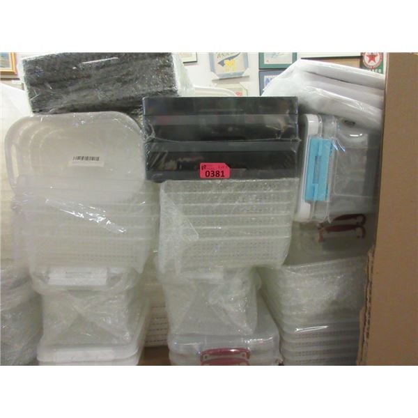 10 Packages of Plastic Bins, Baskets & Trays